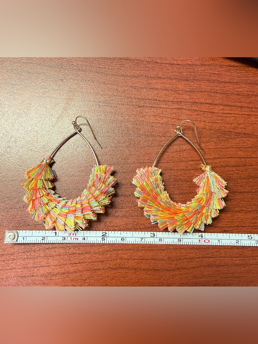 Vibrant Multicolor Fringe Teardrop Hoop Earrings